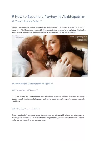 How to Become a Playboy in Visakhapatnam