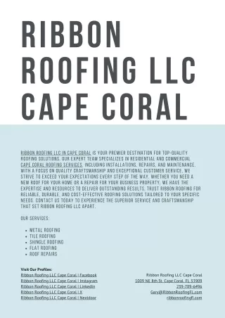 Ribbon Roofing LLC Cape Coral