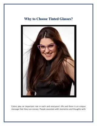 Why to Choose Tinted Glasses