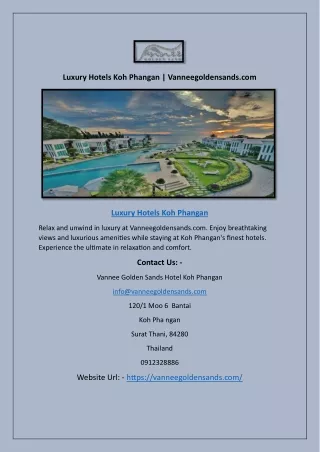 Luxury Hotels Koh Phangan | Vanneegoldensands.com