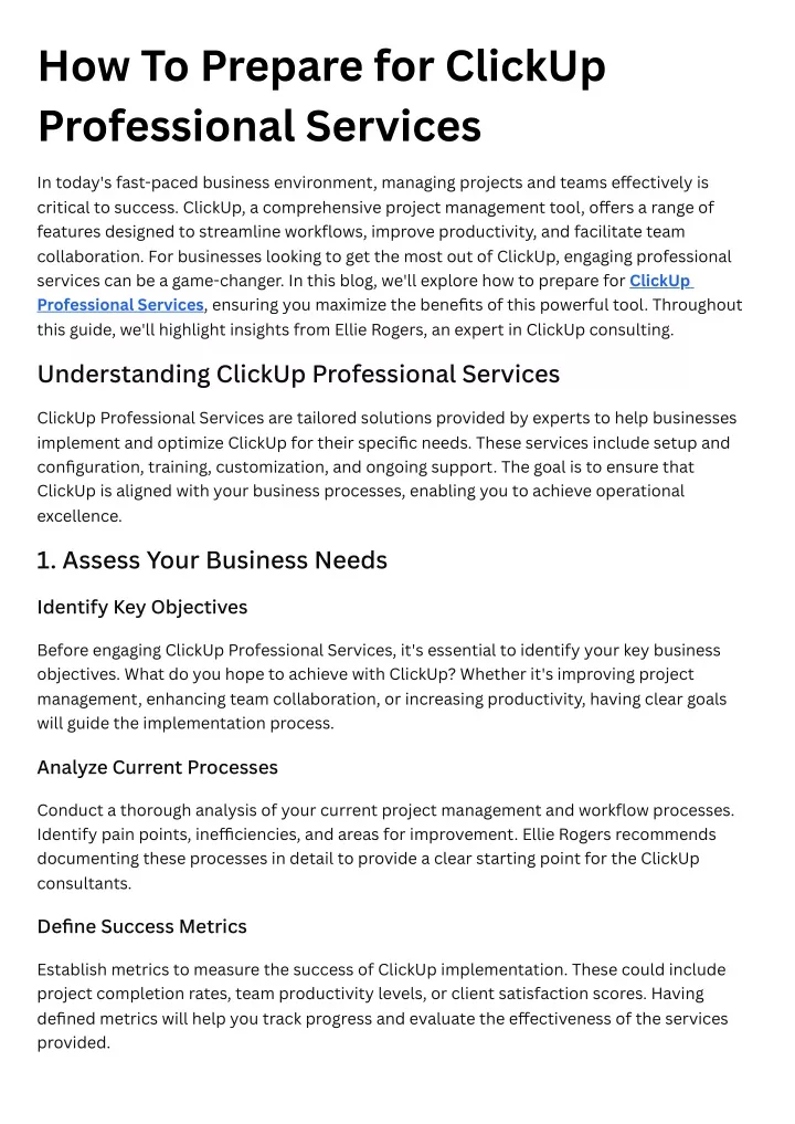 how to prepare for clickup professional services