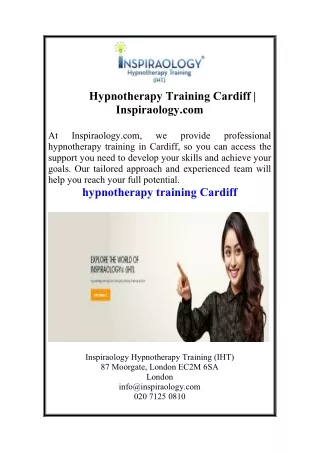 Hypnotherapy Training Cardiff | Inspiraology.com