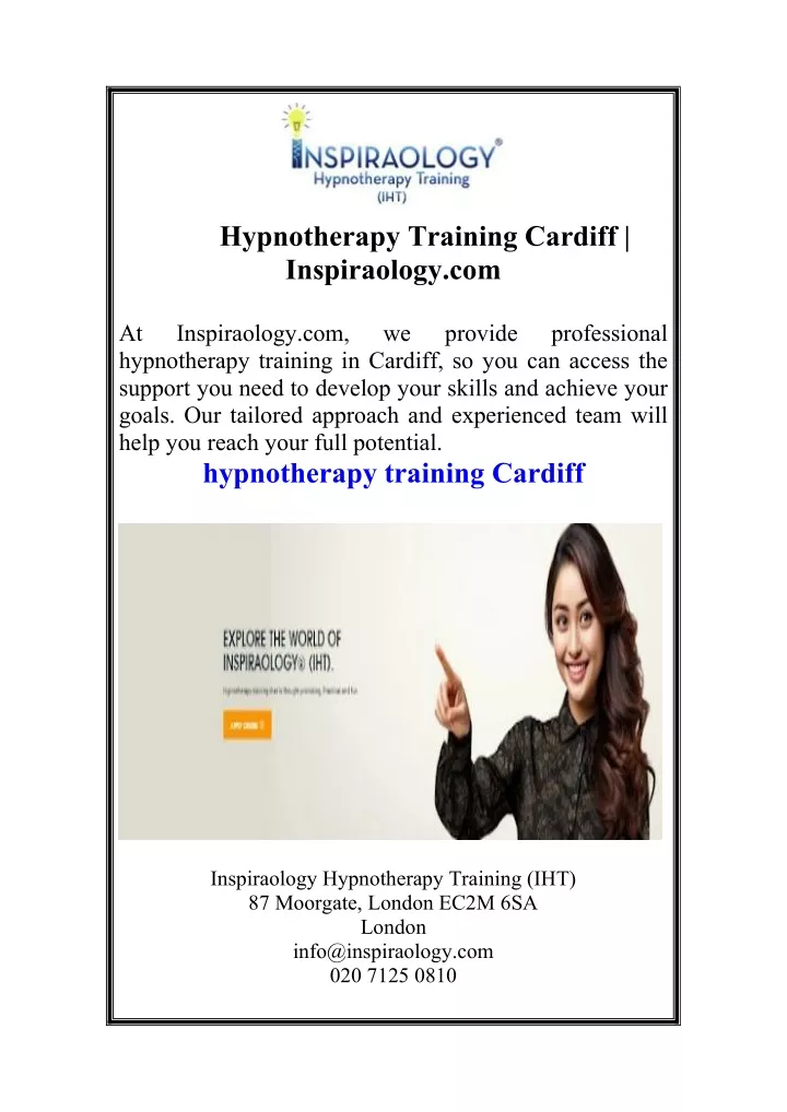 hypnotherapy training cardiff inspiraology com