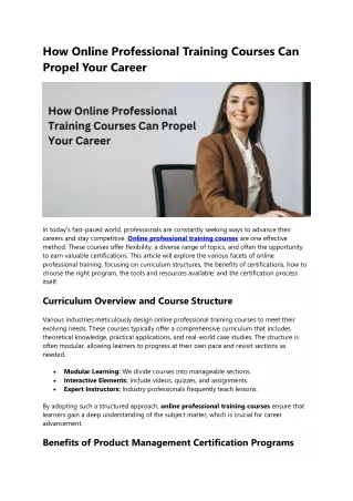 How Online Professional Training Courses Can Propel Your Career