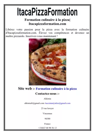 Formation culinaire à la pizza Itacapizzaformation.com