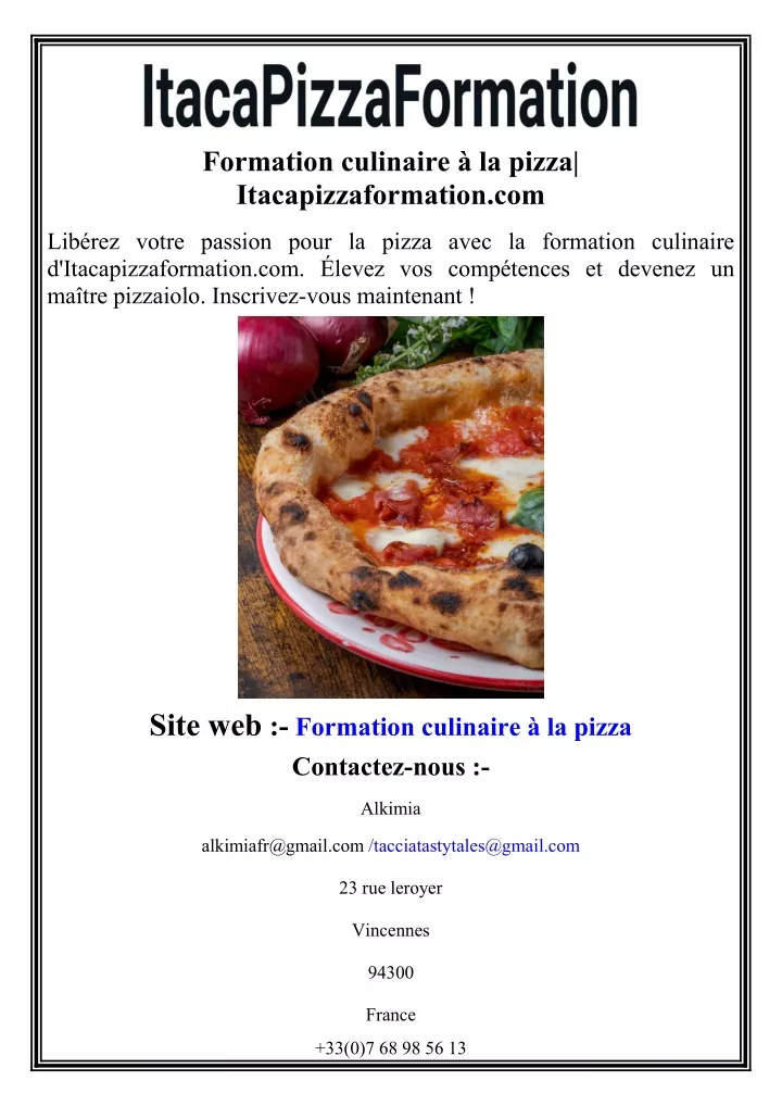 formation culinaire la pizza itacapizzaformation