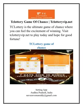 Tclottery Game Of Chance | Tclotteryvip.net