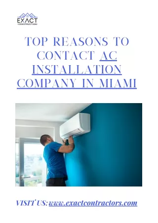 Top Reasons to Contact AC Installation Company in Miami