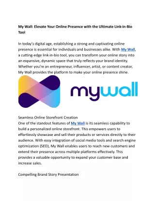 My Wall_ Elevate Your Online Presence with the Ultimate Link-in-Bio Tool
