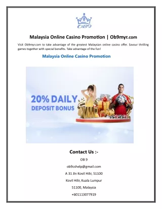 Malaysia Online Casino Promotion Ob9myr