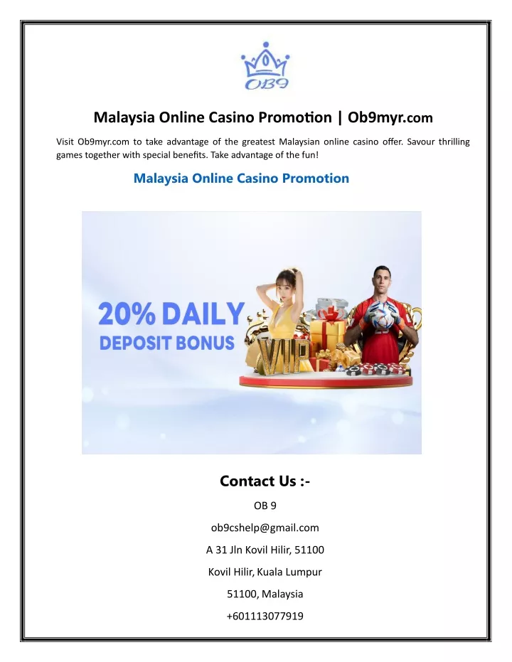 malaysia online casino promotion ob9myr com