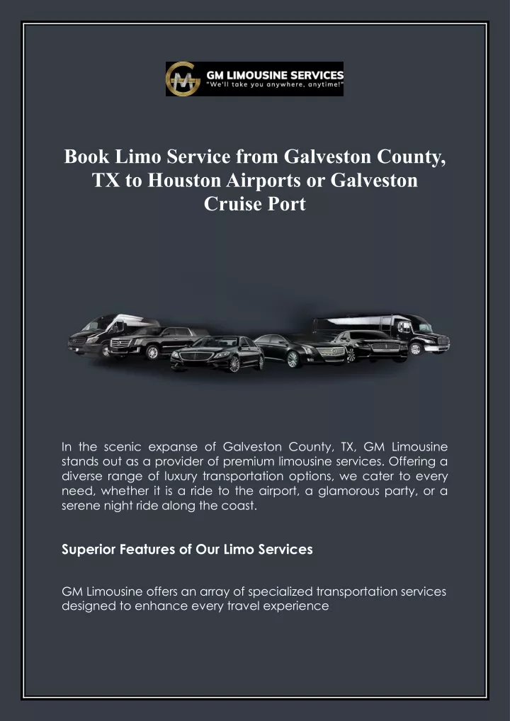 book limo service from galveston county