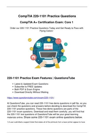 220-1101 Practice Questions - Get Ready with the Latest 220-1101 Practice Test
