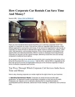 How Corporate Car Rentals Can Save Time And Money