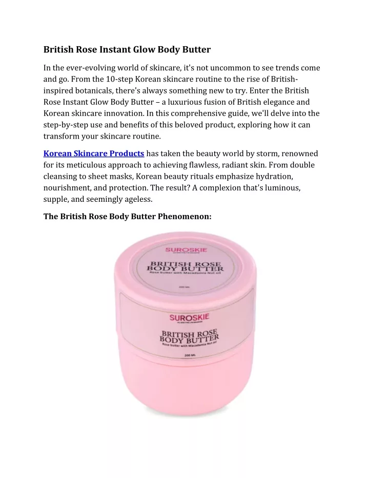 british rose instant glow body butter