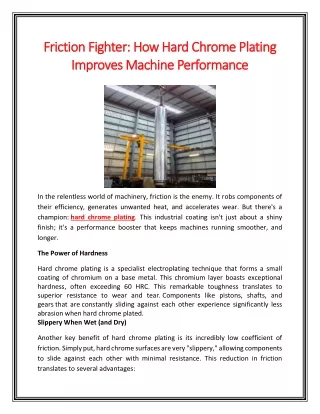 Friction Fighter How Hard Chrome Plating Improves Machine Performance