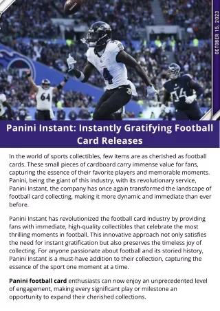 Panini Instant Instantly Gratifying Football Card Releases