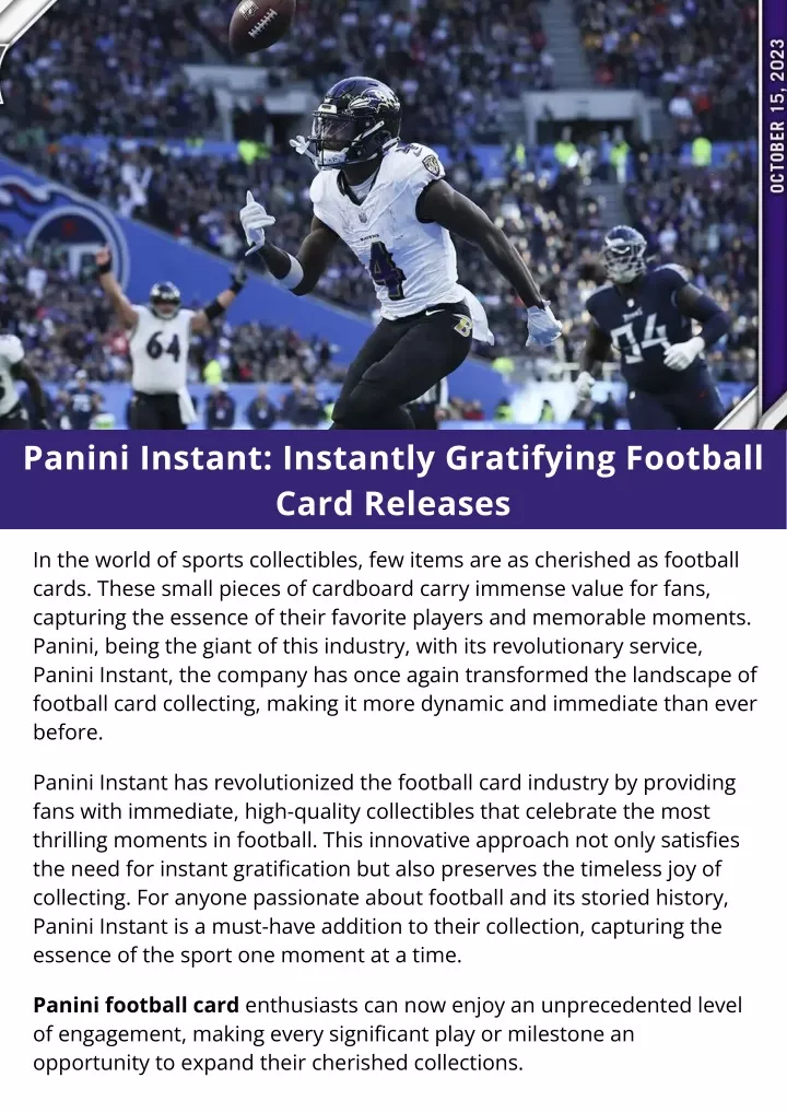 panini instant instantly gratifying football card