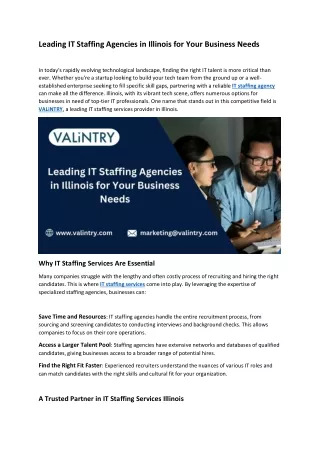 Leading IT Staffing Agencies in Illinois for Your Business Needs