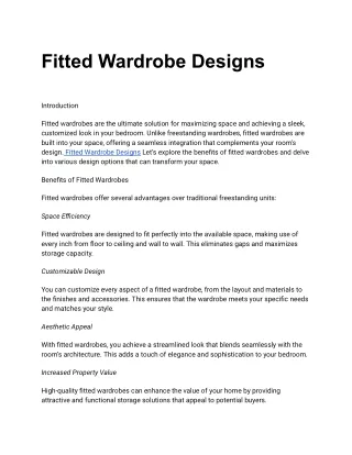 Fitted Wardrobe Designs