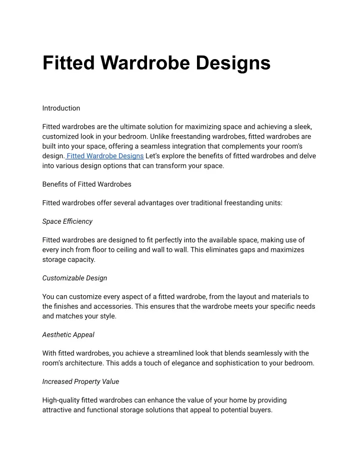 fitted wardrobe designs