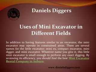 Excavator rental near me - Daniels Diggers