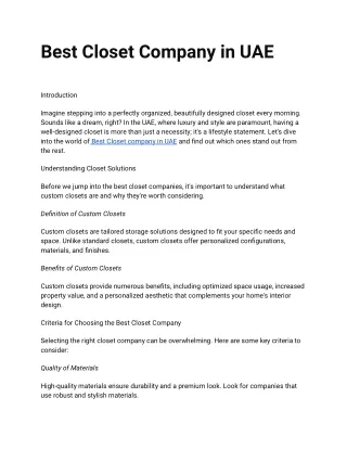 Best Closet Company in UAE