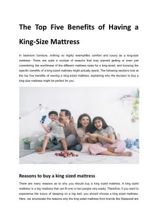 The Top Five Benefits of Having a King-Size Mattress