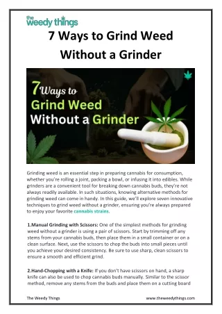7 Ways to Grind Weed Without a Grinder