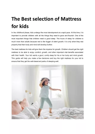 The best selection of Mattress for kids