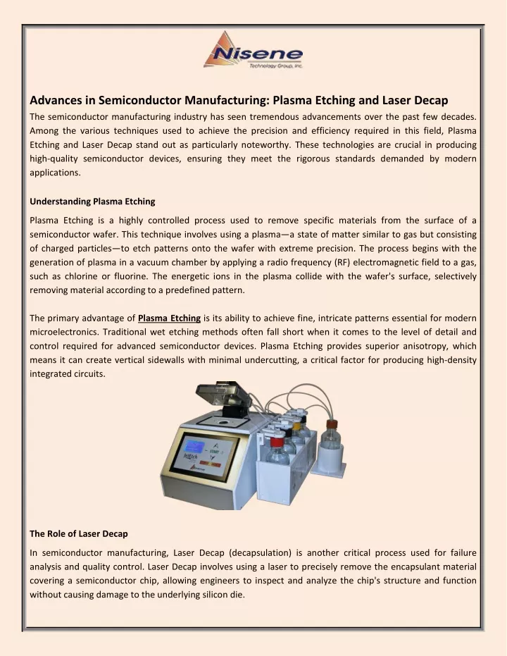 advances in semiconductor manufacturing plasma