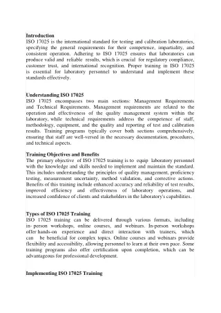 ISO 17025 Internal Auditor Training