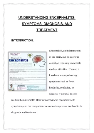 UNDERSTANDING ENCEPHALITIS: SYMPTOMS, DIAGNOSIS, AND TREATMENT