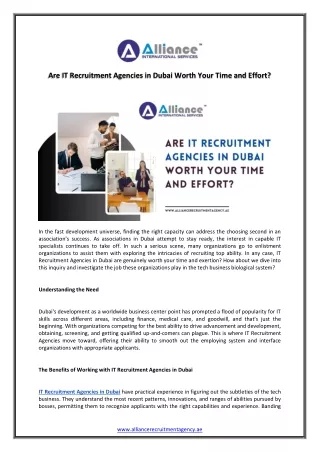 Are IT Recruitment Agencies in Dubai Worth Your Time and Effort