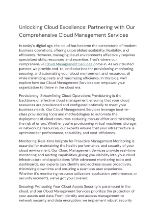 unlocking cloud excellence partnering with