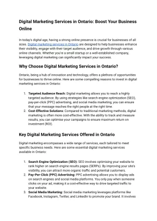 Top Digital Marketing Services in Ontario | Boost Your Online Presence