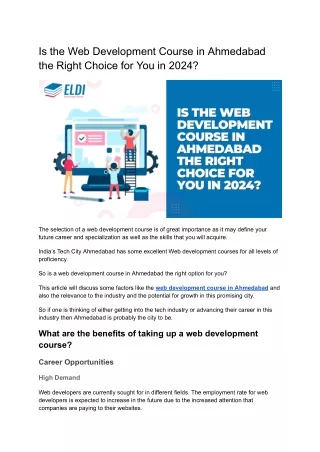 is the web development course in ahmedabad