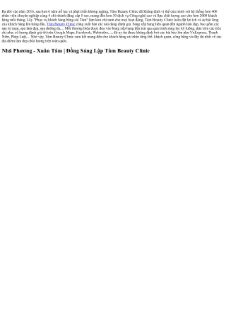 Tâm Beauty Clinic - Nền Tảng Review Mảng Làm Đẹp Số 1 Việt Nam Của Diễn Viên Nhã
