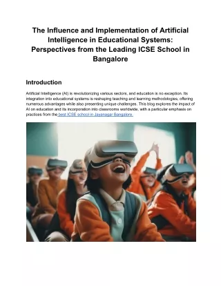 The Influence and Implementation of Artificial Intelligence in EducationalSystem