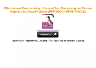 Effective awk Programming: Universal Text Processing and Pattern Matching by Arnold