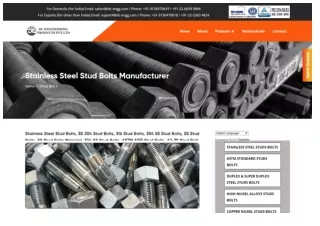 Stainless Steel Stud Bolts Manufacturer