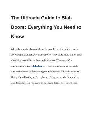 The Ultimate Guide to Slab Doors_ Everything You Need to Know