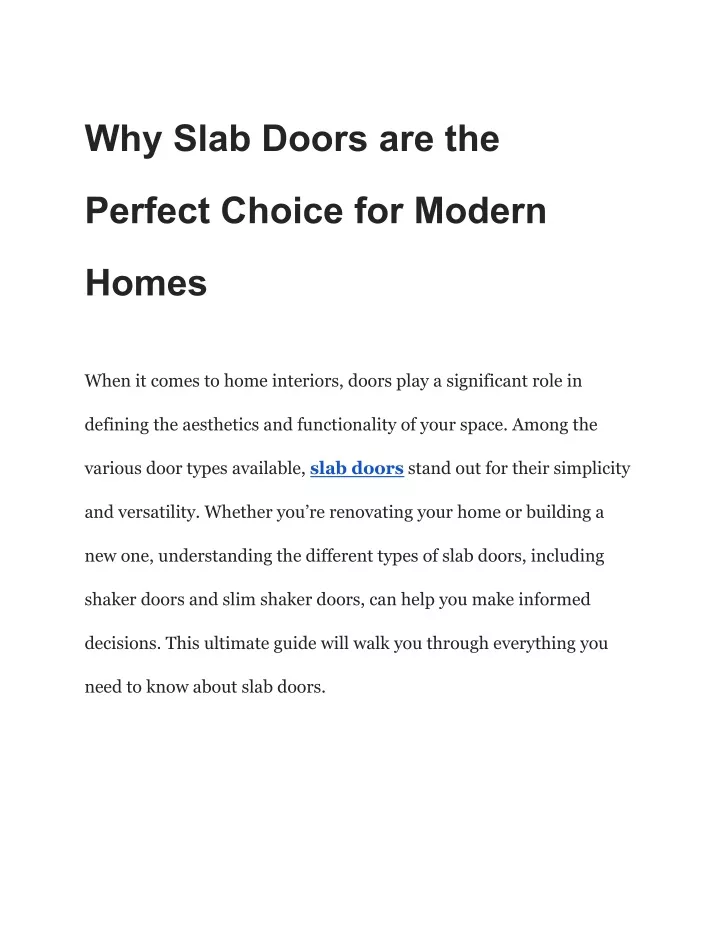 why slab doors are the