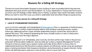 Reasons for a failing AR Strategy