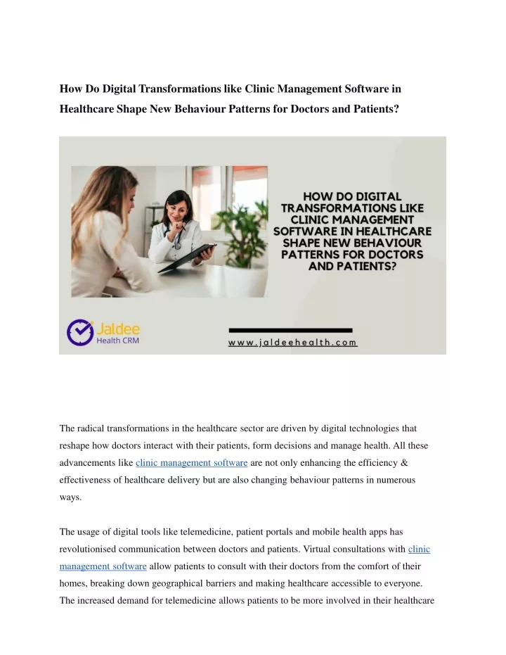 how do digital transformations like clinic