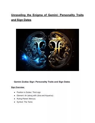 Unraveling the Enigma: Gemini Zodiac Sign Explained