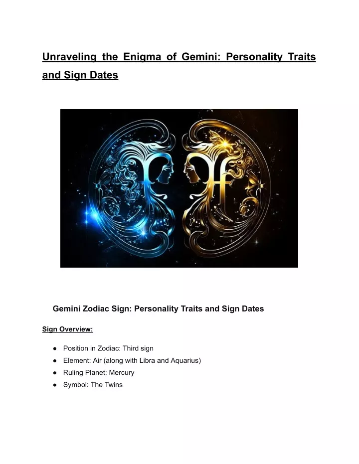 unraveling the enigma of gemini personality traits