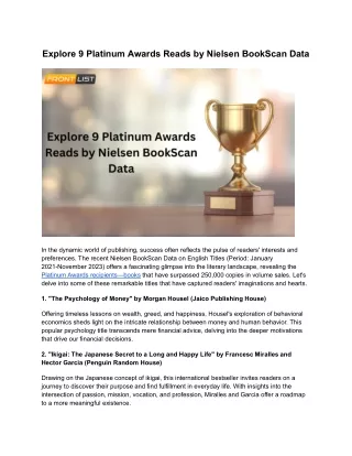 Explore 9 Platinum Awards Reads by Nielsen BookScan Data