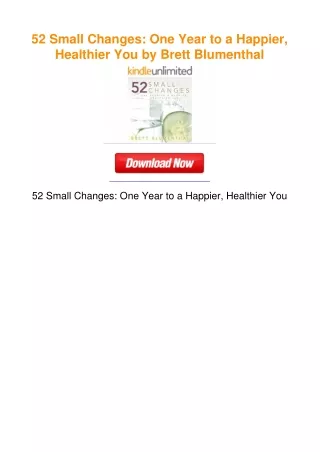 52 Small Changes: One Year to a Happier, Healthier You by Brett Blumenthal