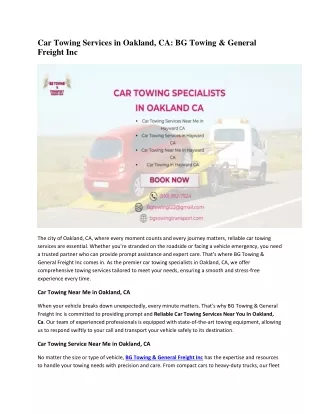 Car Towing Services in Oakland